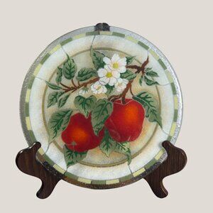 Peggy Karr Art Glass Apple & Orchard Flowers – Handmade – Collector Piece